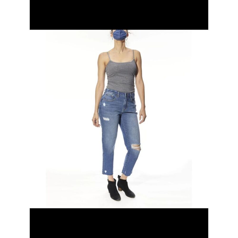 INDIGO SAINTS Womens Blue Denim Zippered Destroyed Boyfriend Jeans 27 Waist